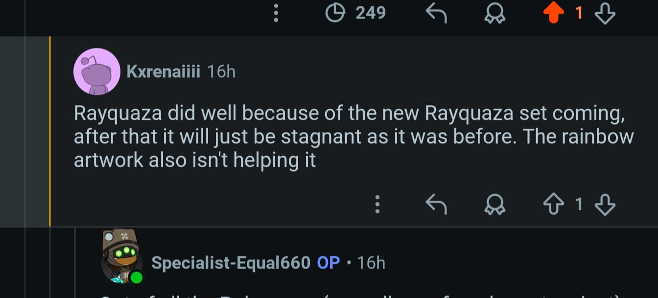 Reddit comment about Rayquaza pre-release and post-release behavior